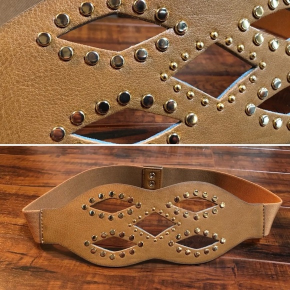 Beautiful Tan Gold Studded Bohemian Belt main image 4